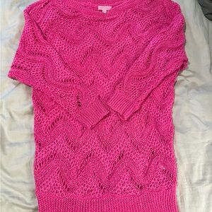 Lilly Pulitzer Vibrant Pink Open-Knit Sweater